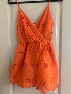 Blue Rain Orange Eyelet Wrap Sundress